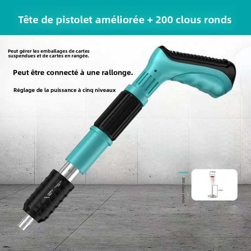 Mini-fixation manuelle, construction en acier, fixation à boulon réglable, kit de fixation et de fixation, fixation d'ancrage mural au plafond, avec 200 clous.