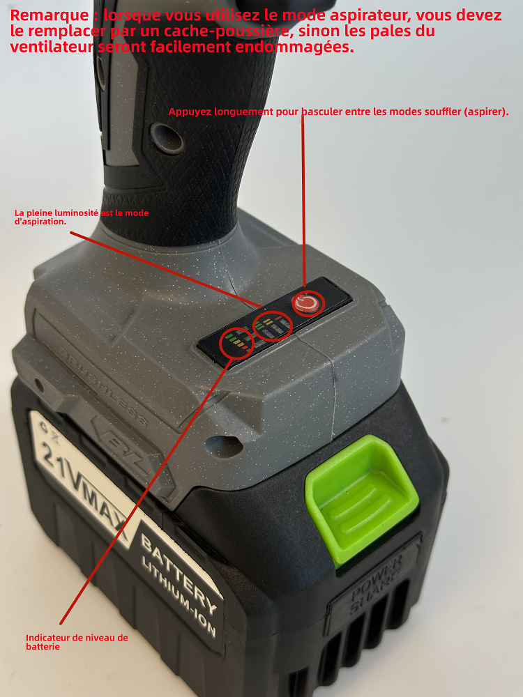 2-in-1 Turbo-Lüfter  1200g Blas & 300g Saugkraft | 2x 21V/6Ah Akku – Garten, Laub, Schnee & Auto Reinigung