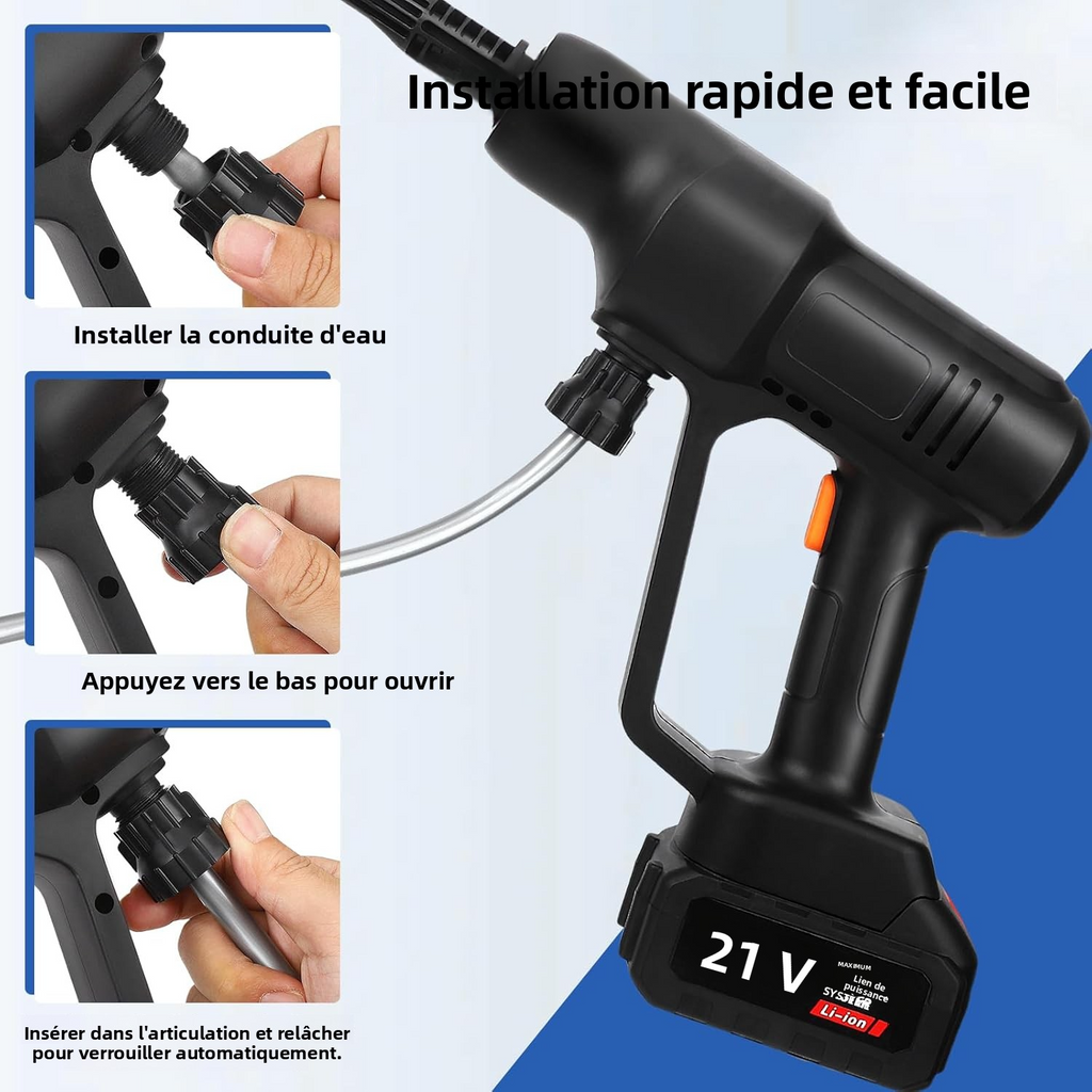 Kabelloser Hochdruckreiniger  Stark 6-10m Strahl | Doppelte Akkulaufzeit | Entfernt hartnäckige Verschmutzung einfach