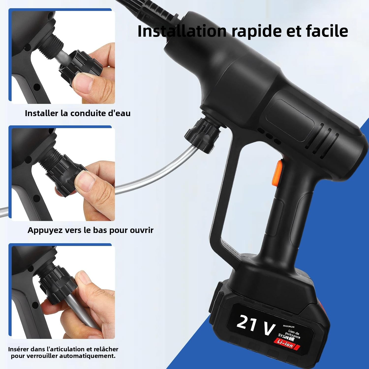 Kabelloser Hochdruckreiniger  Stark 6-10m Strahl | Doppelte Akkulaufzeit | Entfernt hartnäckige Verschmutzung einfach