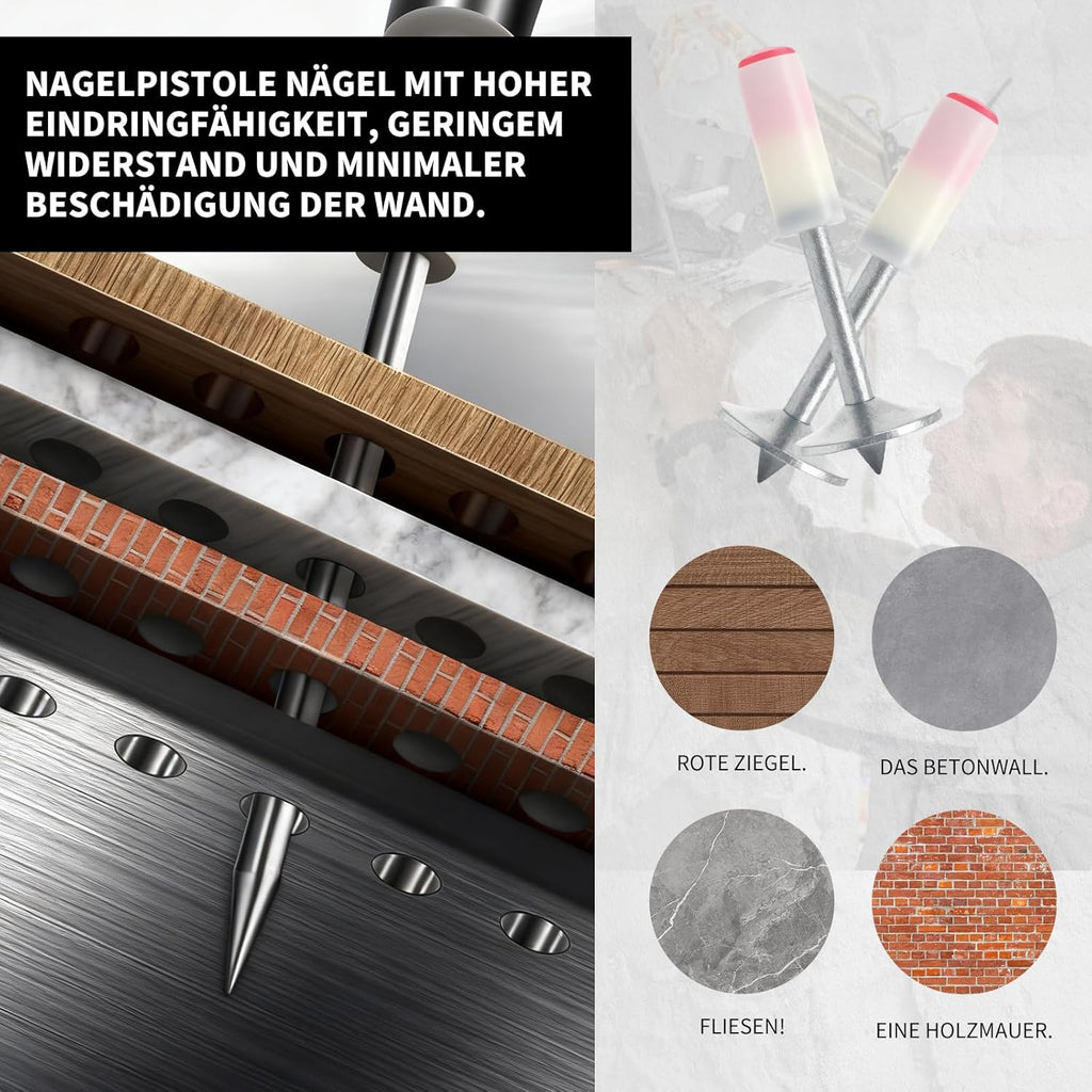 Dweih Lot de 500 clous manuels en pour fixation murale béton canaux câbles plafond outil réparation accessoires pistolet à clous