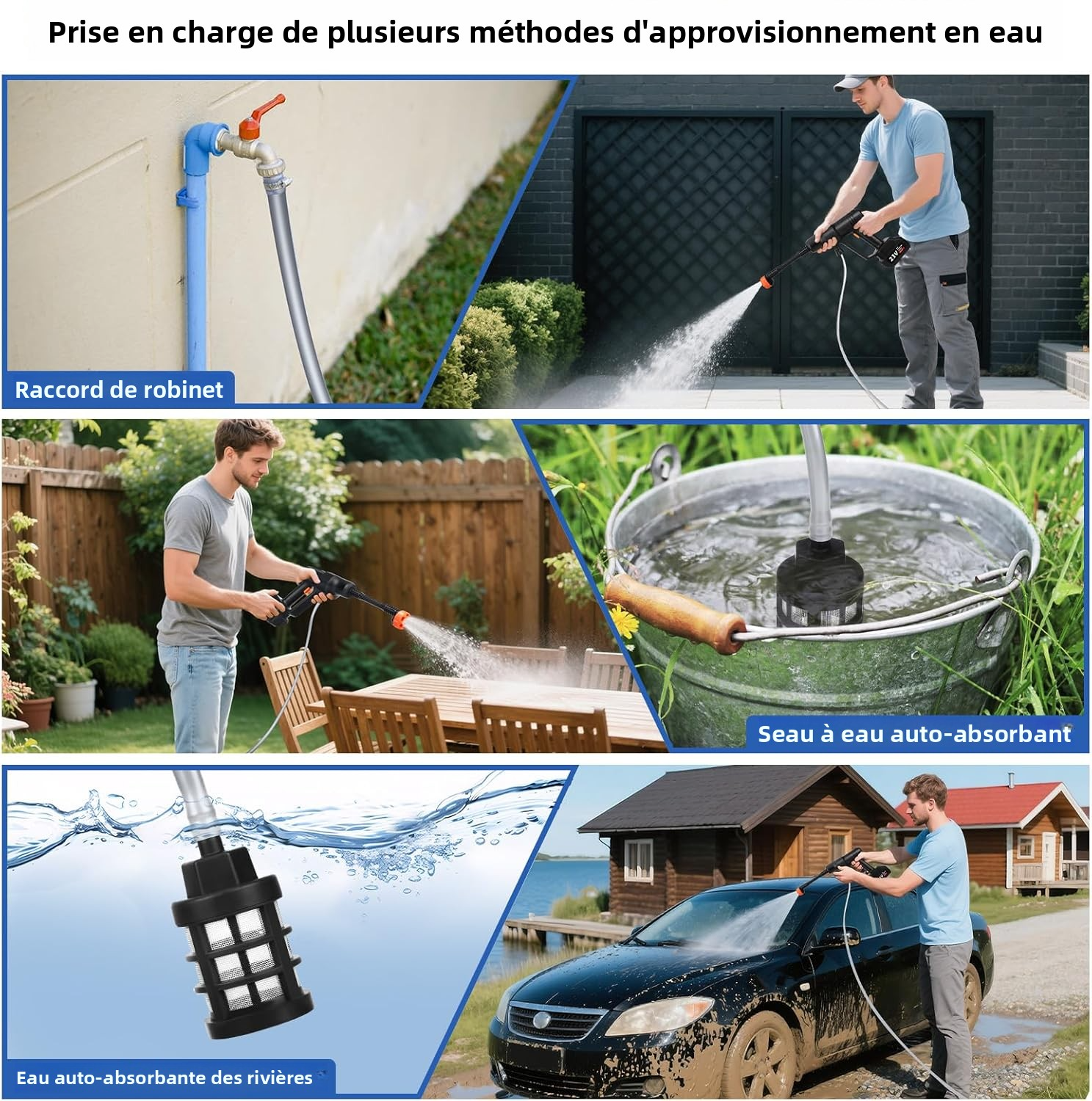 Kabelloser Hochdruckreiniger  Stark 6-10m Strahl | Doppelte Akkulaufzeit | Entfernt hartnäckige Verschmutzung einfach