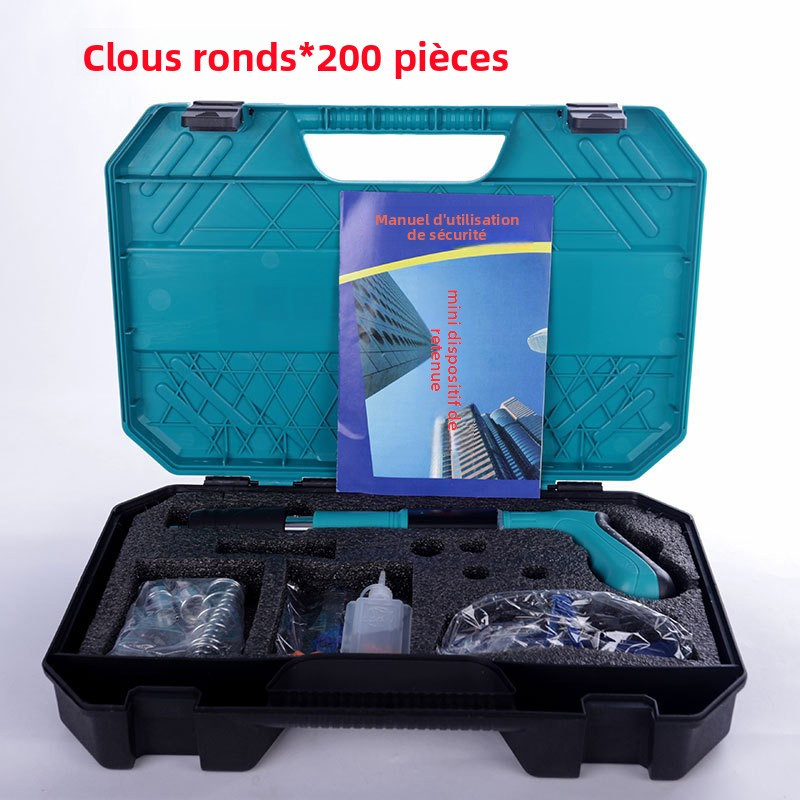 Mini-fixation manuelle, construction en acier, fixation à boulon réglable, kit de fixation et de fixation, fixation d'ancrage mural au plafond, avec 200 clous.