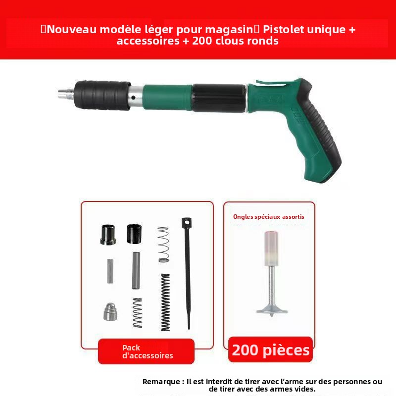 Mini-fixation manuelle, construction en acier, fixation à boulon réglable, kit de fixation et de fixation, fixation d'ancrage mural au plafond, avec 200 clous.